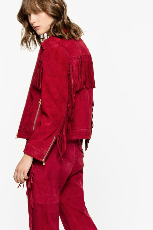 Red Goat Leather Women Jacket