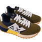 Army Green & Blue Leather Sneakers for Men