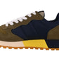 Army Green & Blue Leather Sneakers for Men