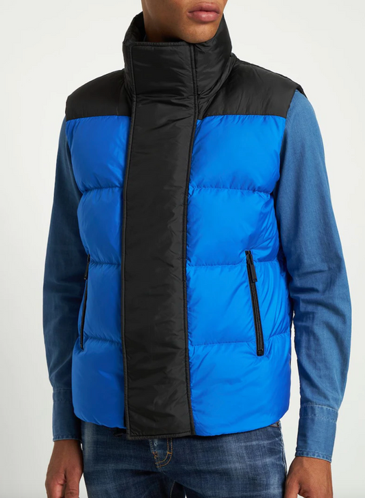 Blue Polyester Men Vest