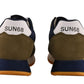 Army Green & Blue Leather Sneakers for Men