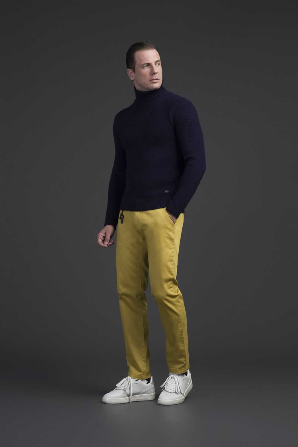 Blue Acrylic Men Sweater