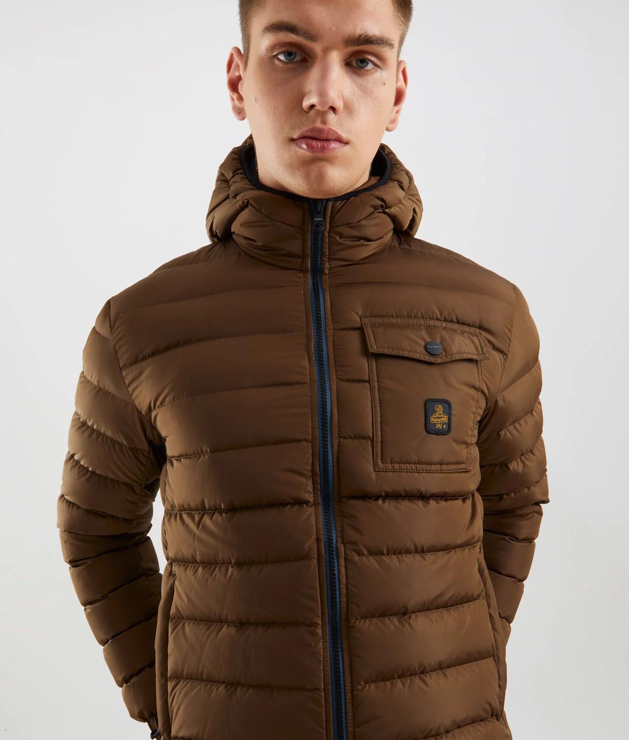 Brown Nylon Men Jacket