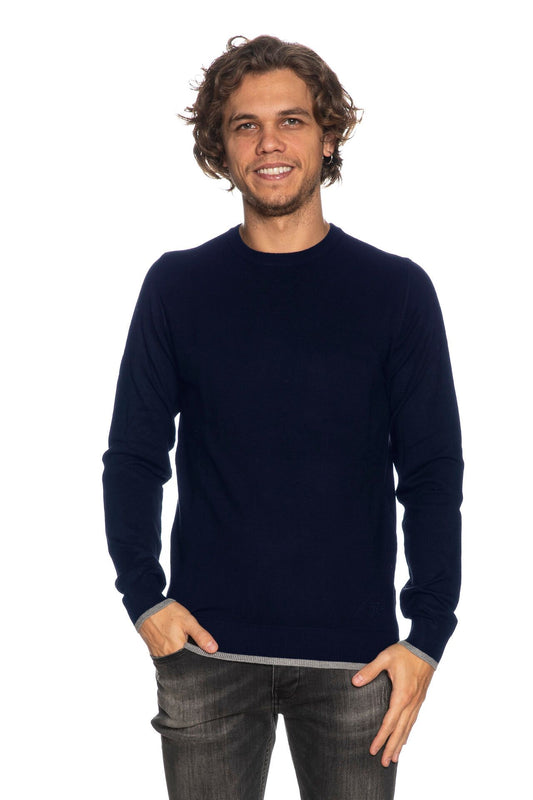 Blue Viscose Men Sweater