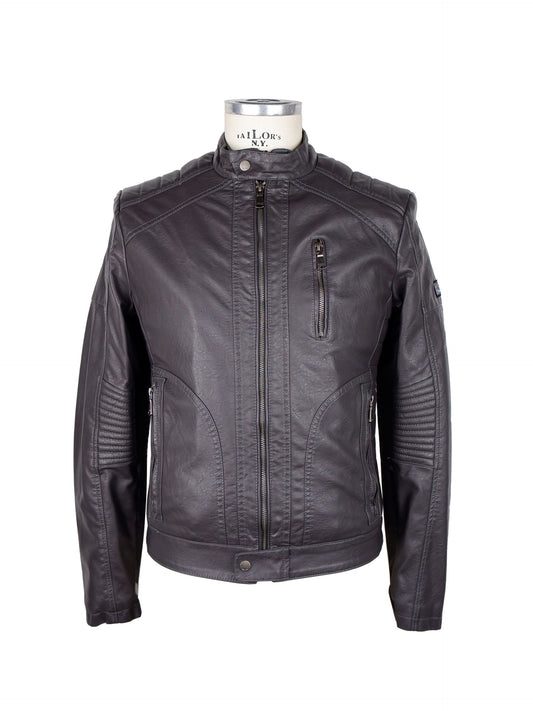 Gray Polyurethane Men Jacket