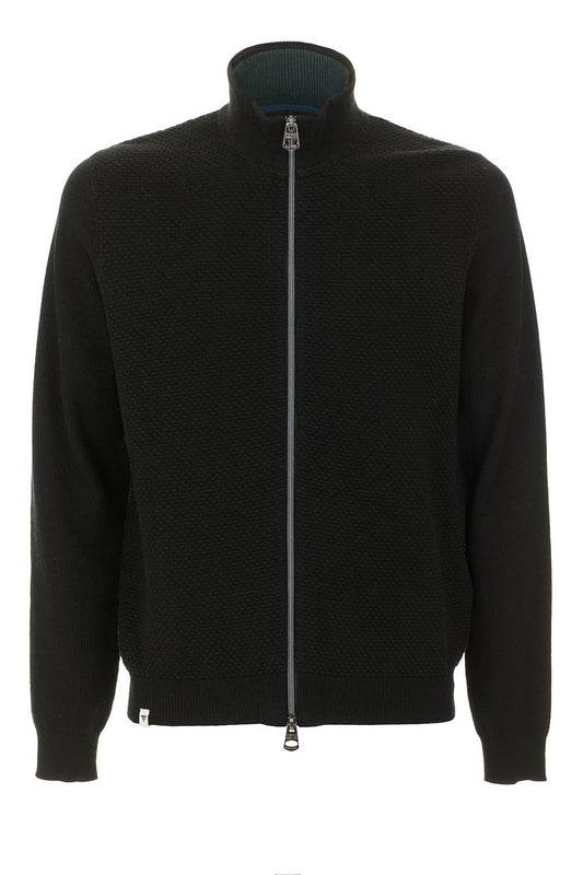 Black Cotton Men Sweater