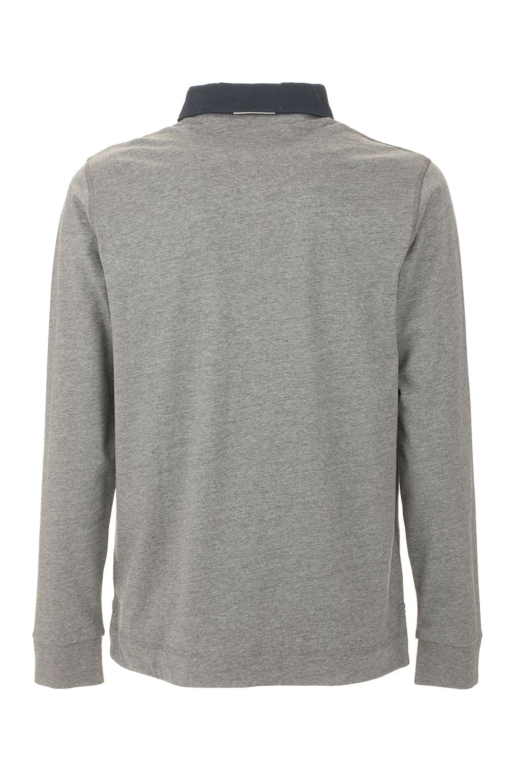Gray Cotton Men Polo Shirt