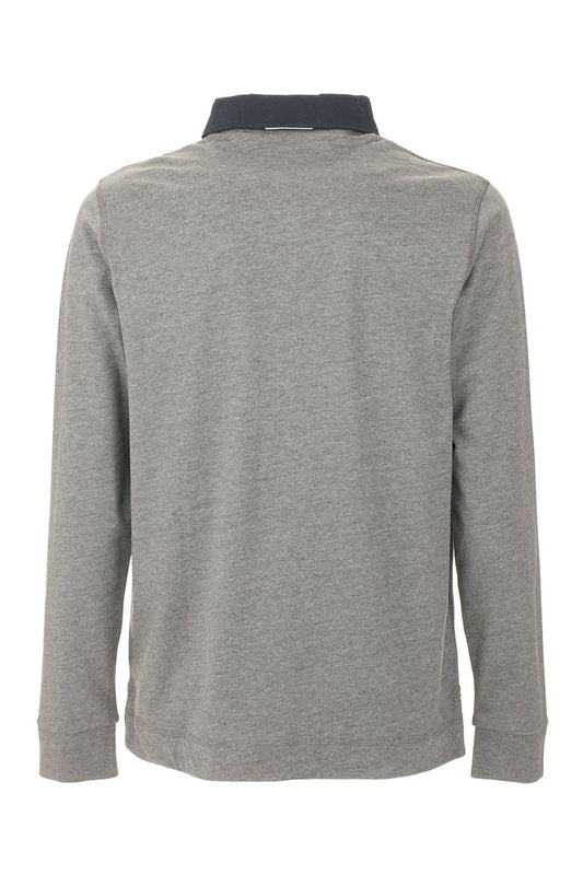 Gray Cotton Men Polo Shirt