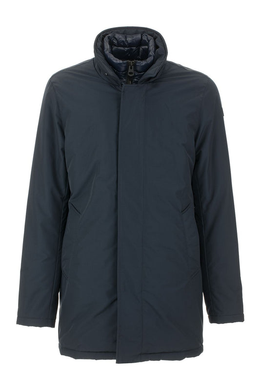 Blue Polyester Men Jacket