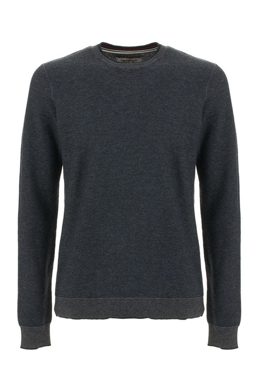 Blue Cotton Men Sweater