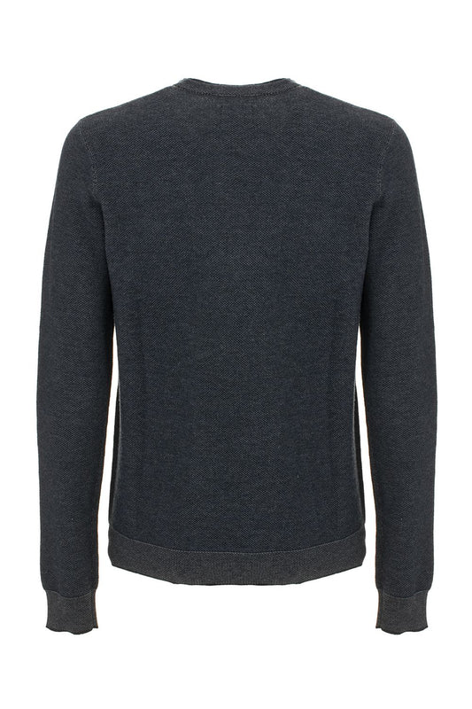Blue Cotton Men Sweater