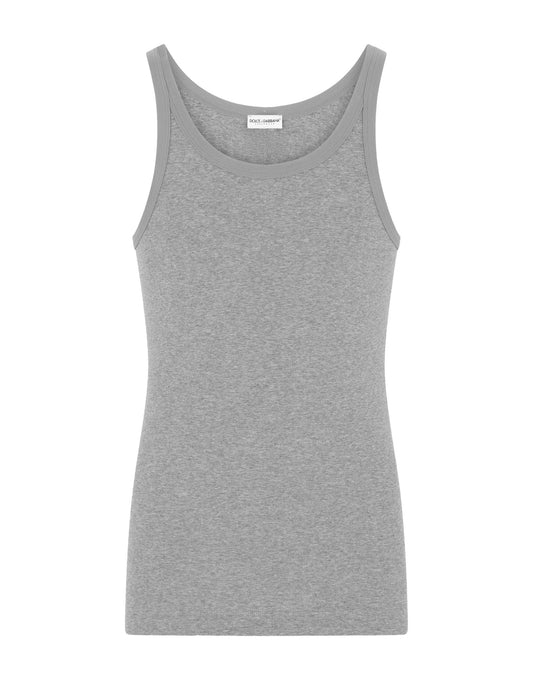 Gray Cotton Men Tank Top
