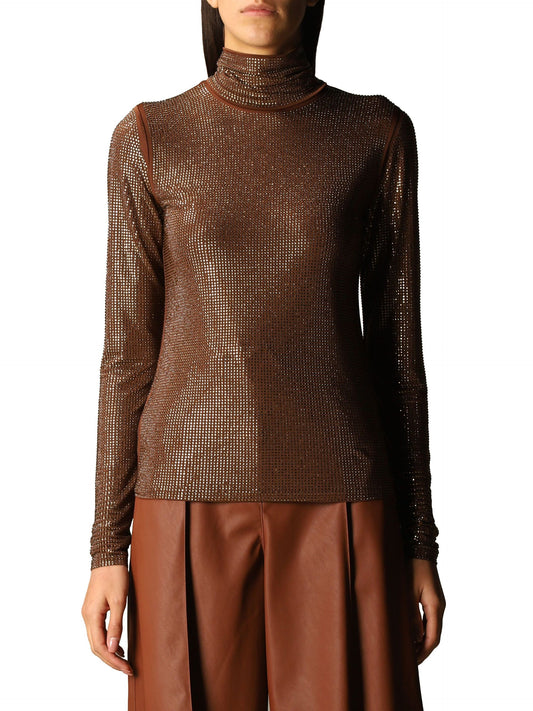 Brown Polyester Women Sweater