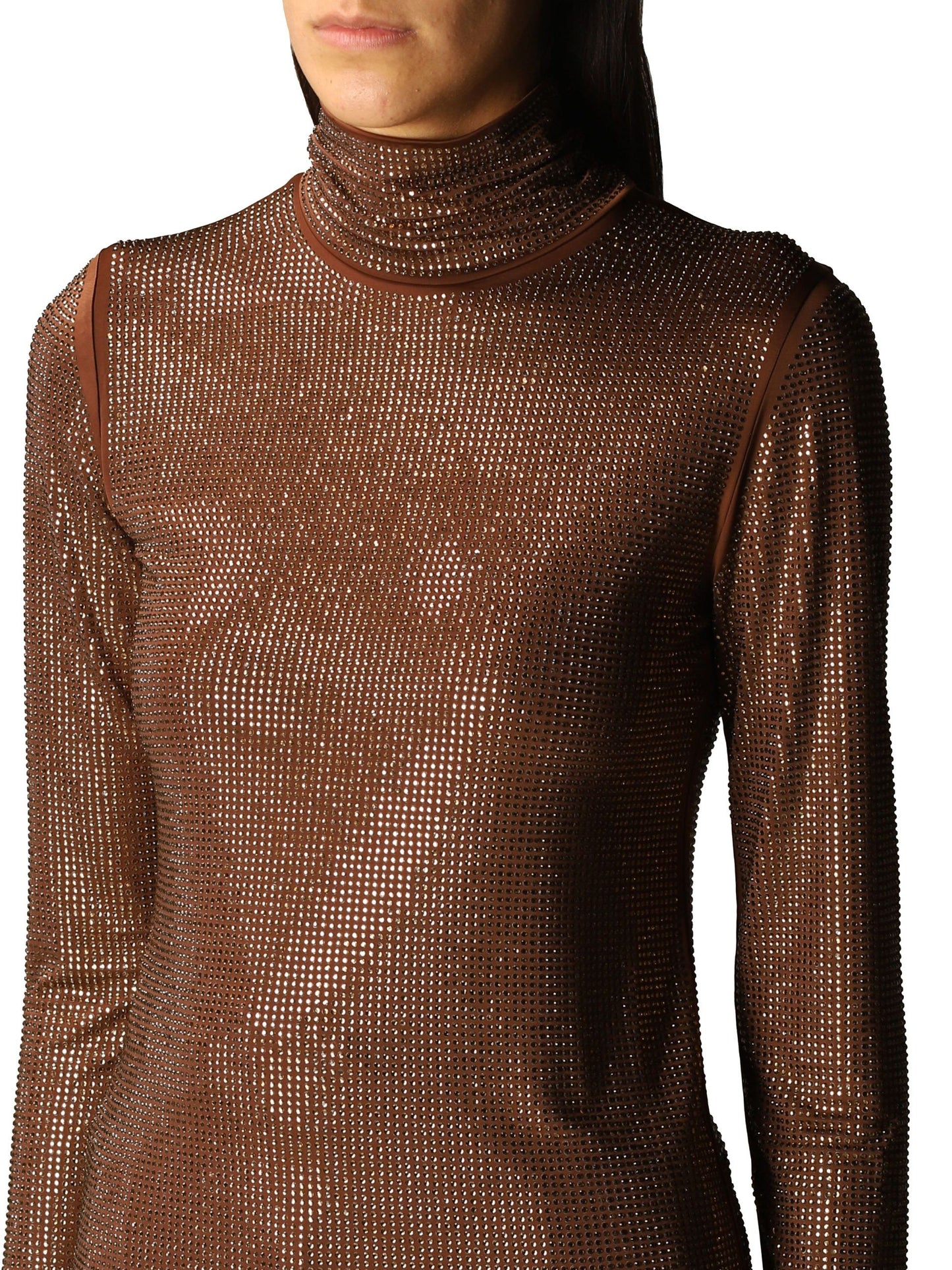 Brown Polyester Women Sweater