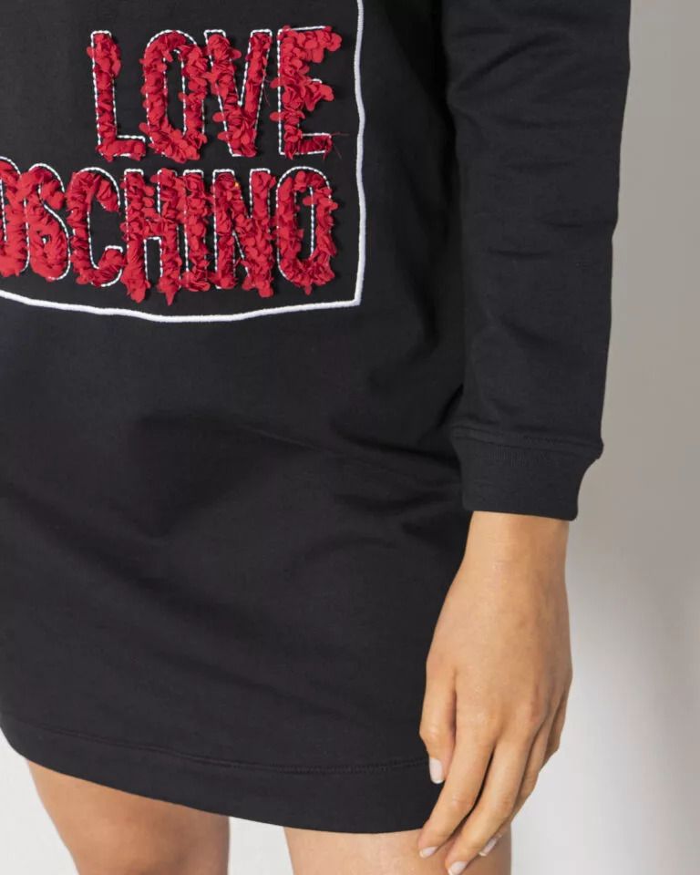 Embossed Logo Cotton Dress in Black