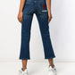 Blue Cotton Women's Cropped Jean