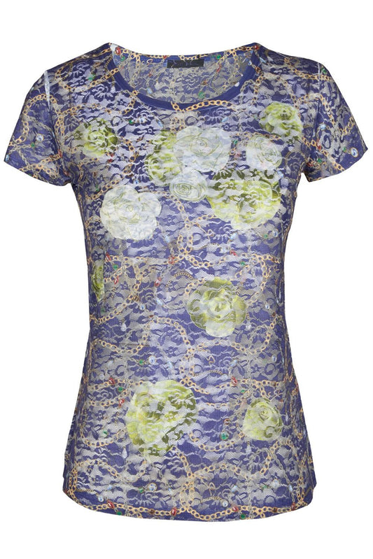 Blue Polyester Women T-Shirt