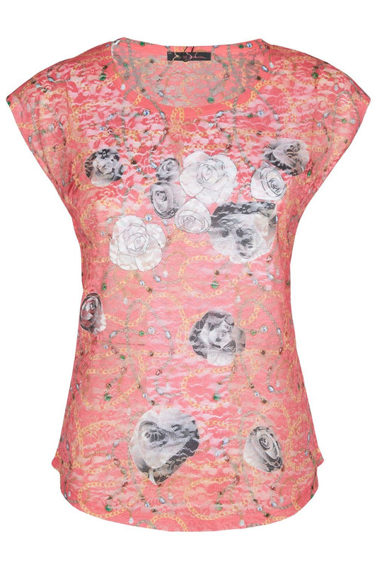 Coral Polyester Women Top