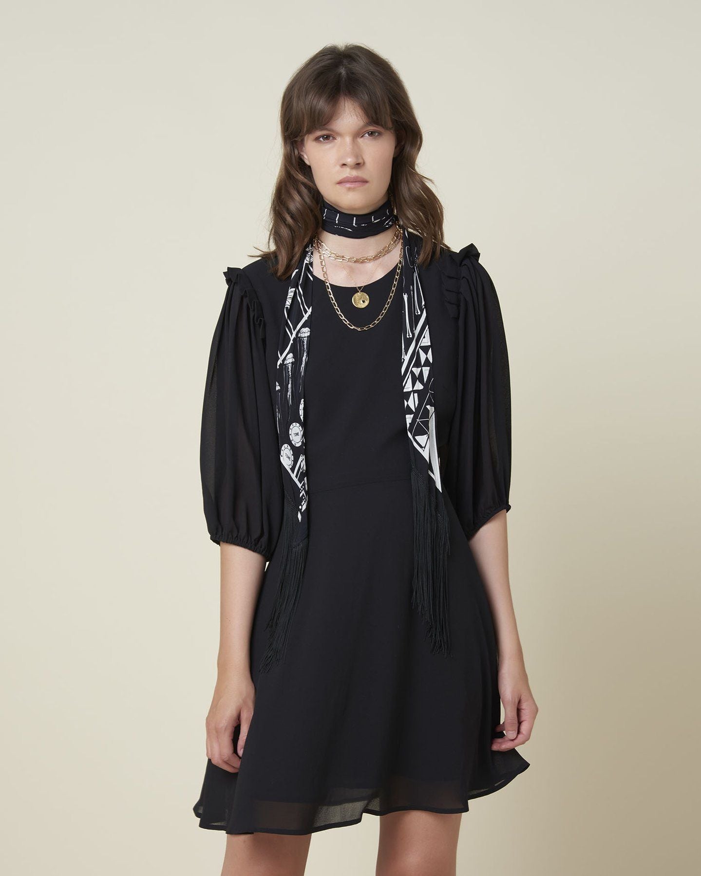 Elegant Black Tulle Knee-Length Dress