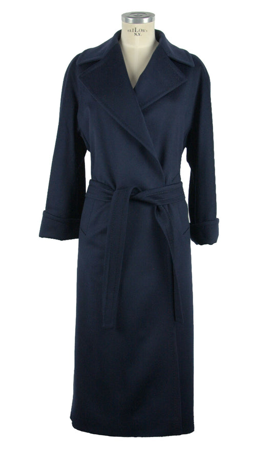 Blue Virgin Wool Women Coat