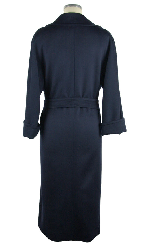 Blue Virgin Wool Women Coat