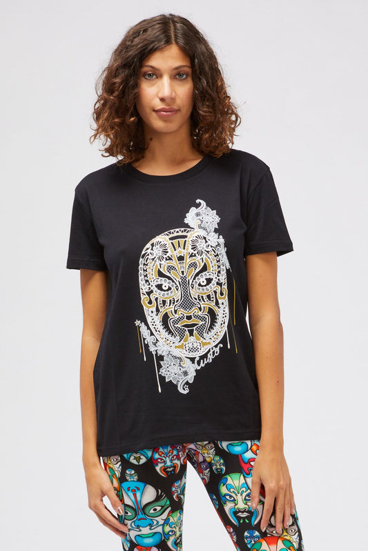 Black Cotton Women T-Shirt