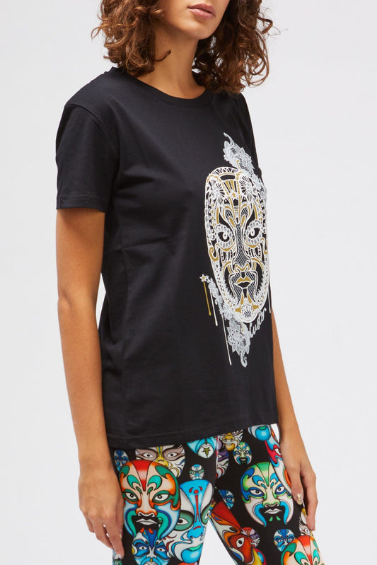 Black Cotton Women T-Shirt