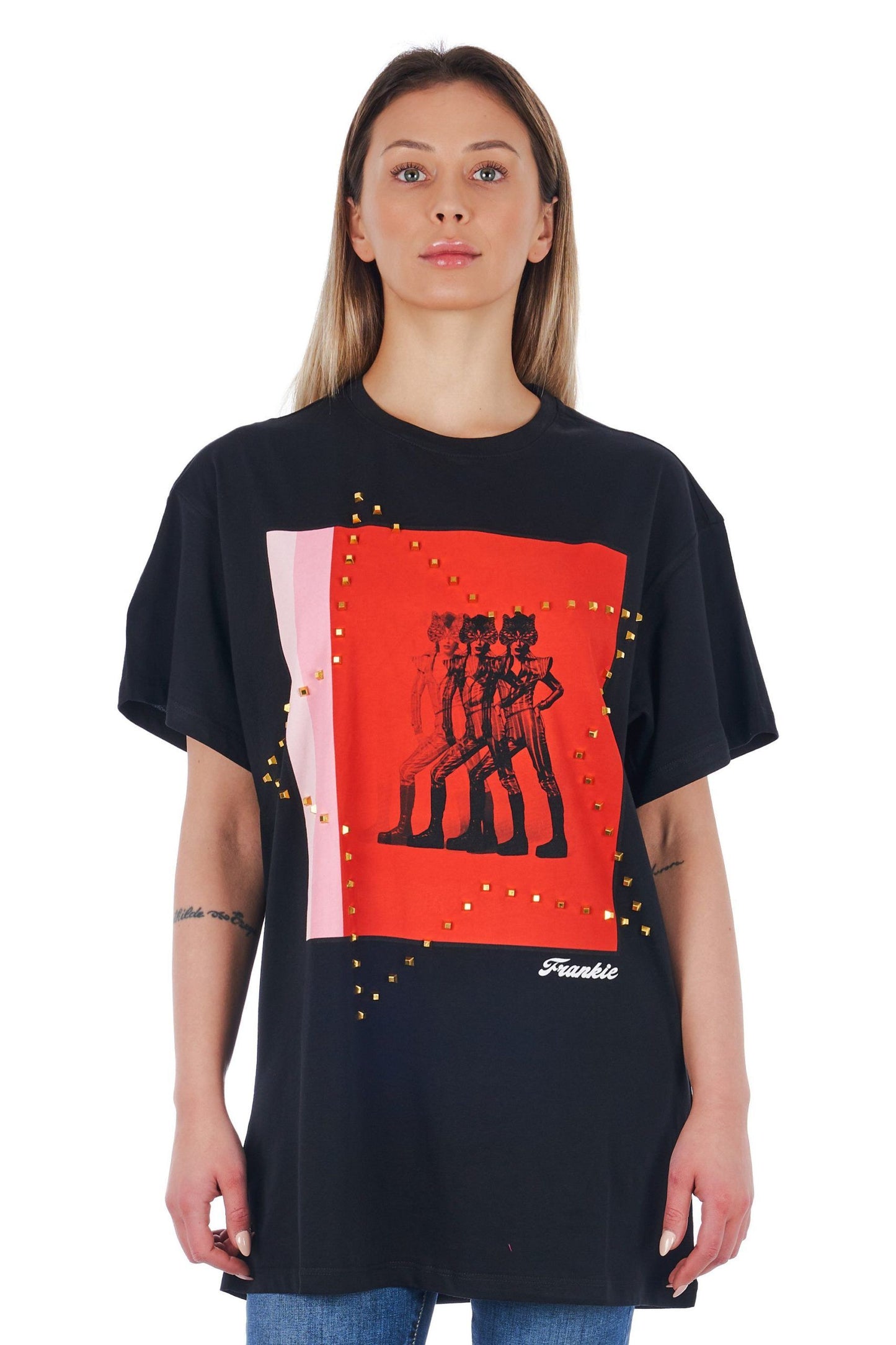 Black Cotton Women T-Shirt