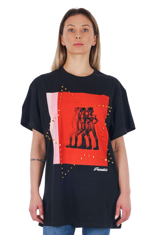 Black Cotton Women T-Shirt