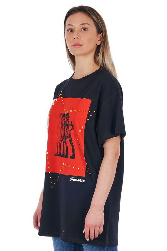 Black Cotton Women T-Shirt