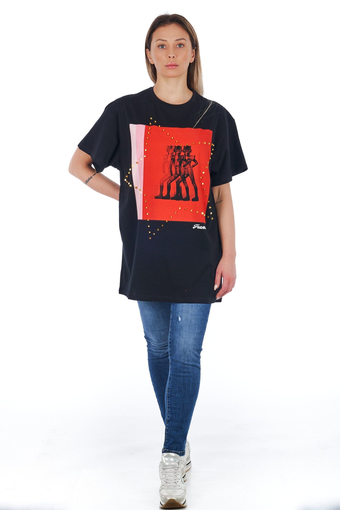 Black Cotton Women T-Shirt