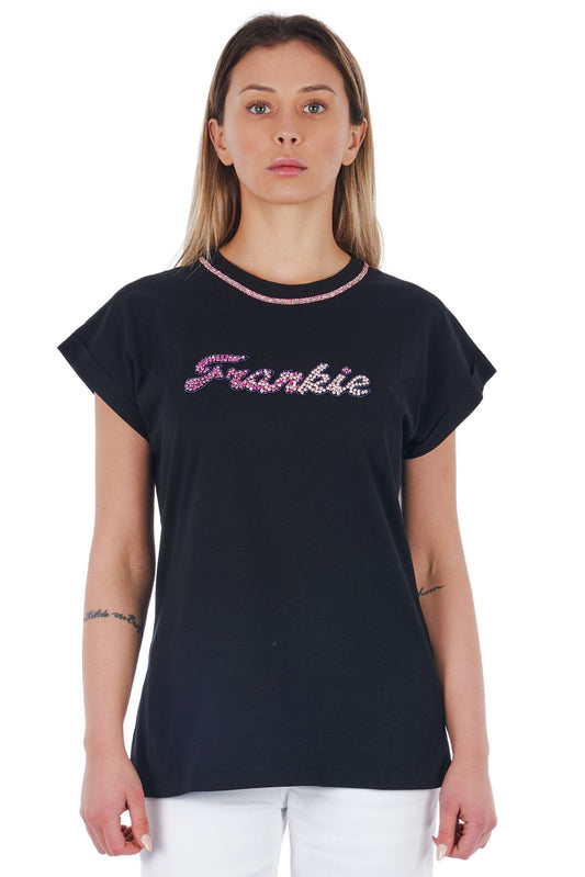 "Black Cotton Women T-Shirt"