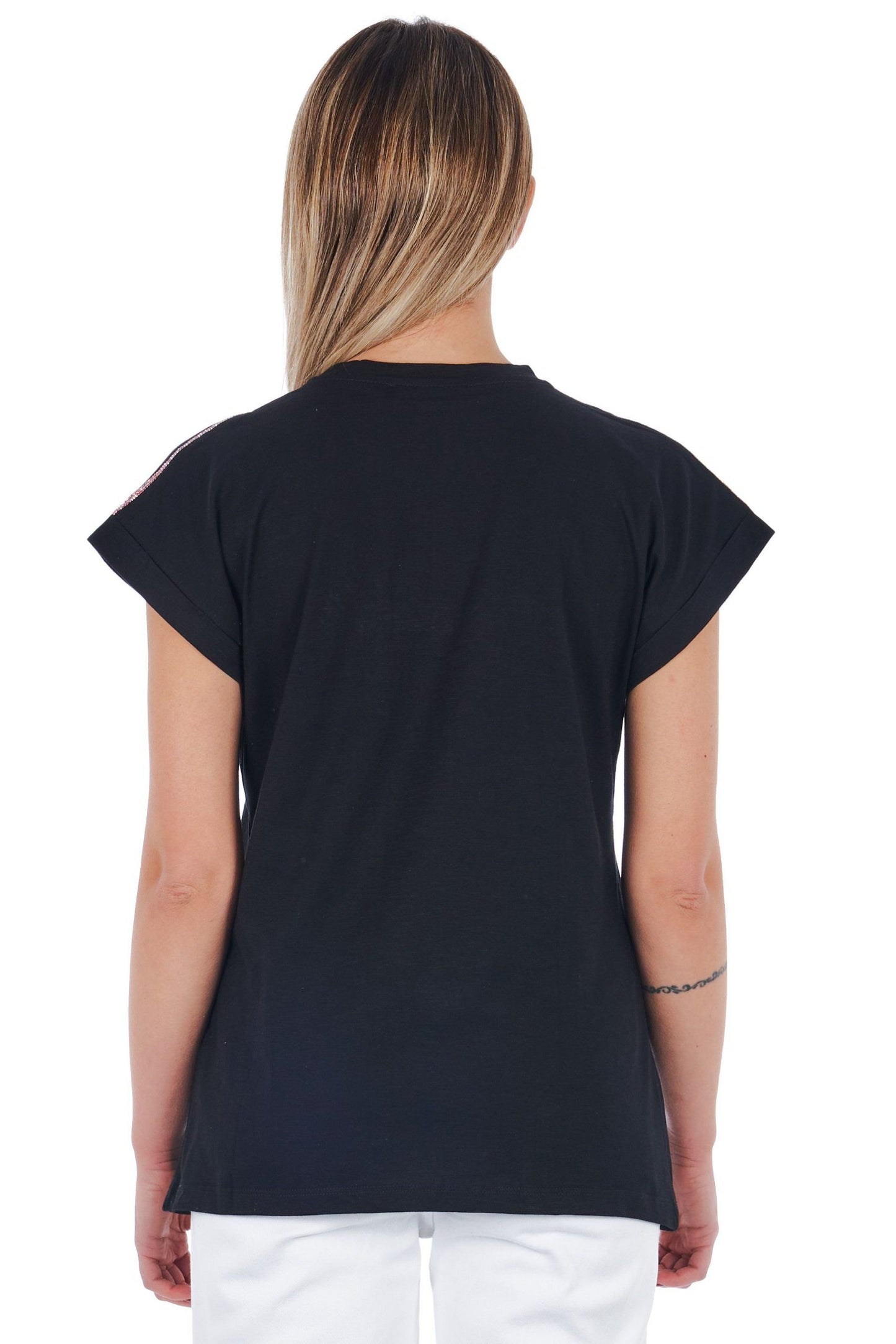 "Black Cotton Women T-Shirt"