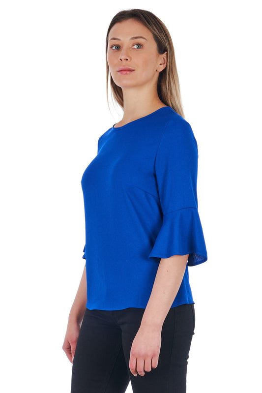 Blue Polyester Women Shirt