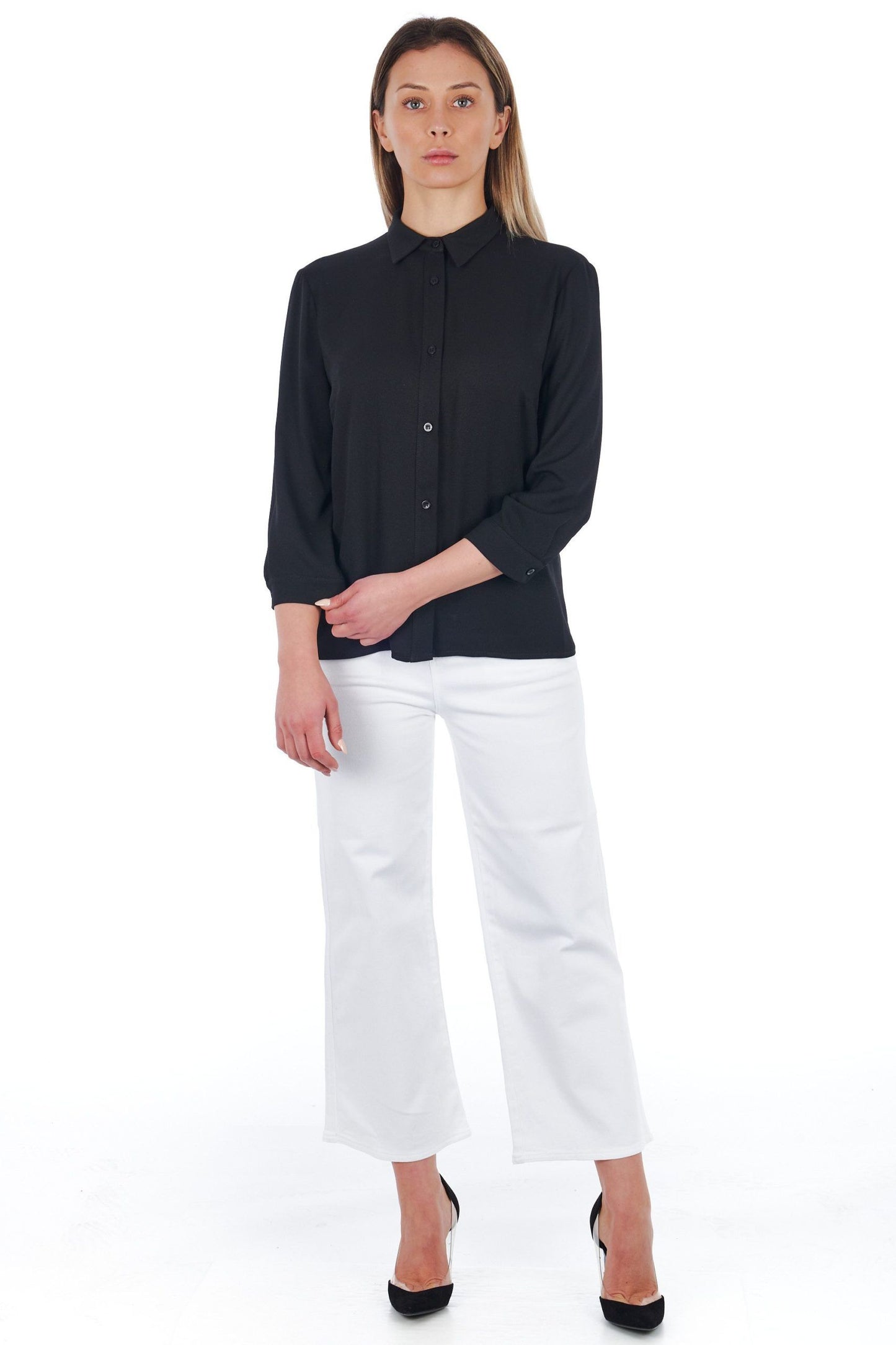 Black Polyester Women Shirt