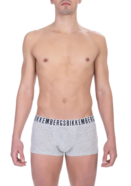 Gray Cotton Men Underwear Trunk Set