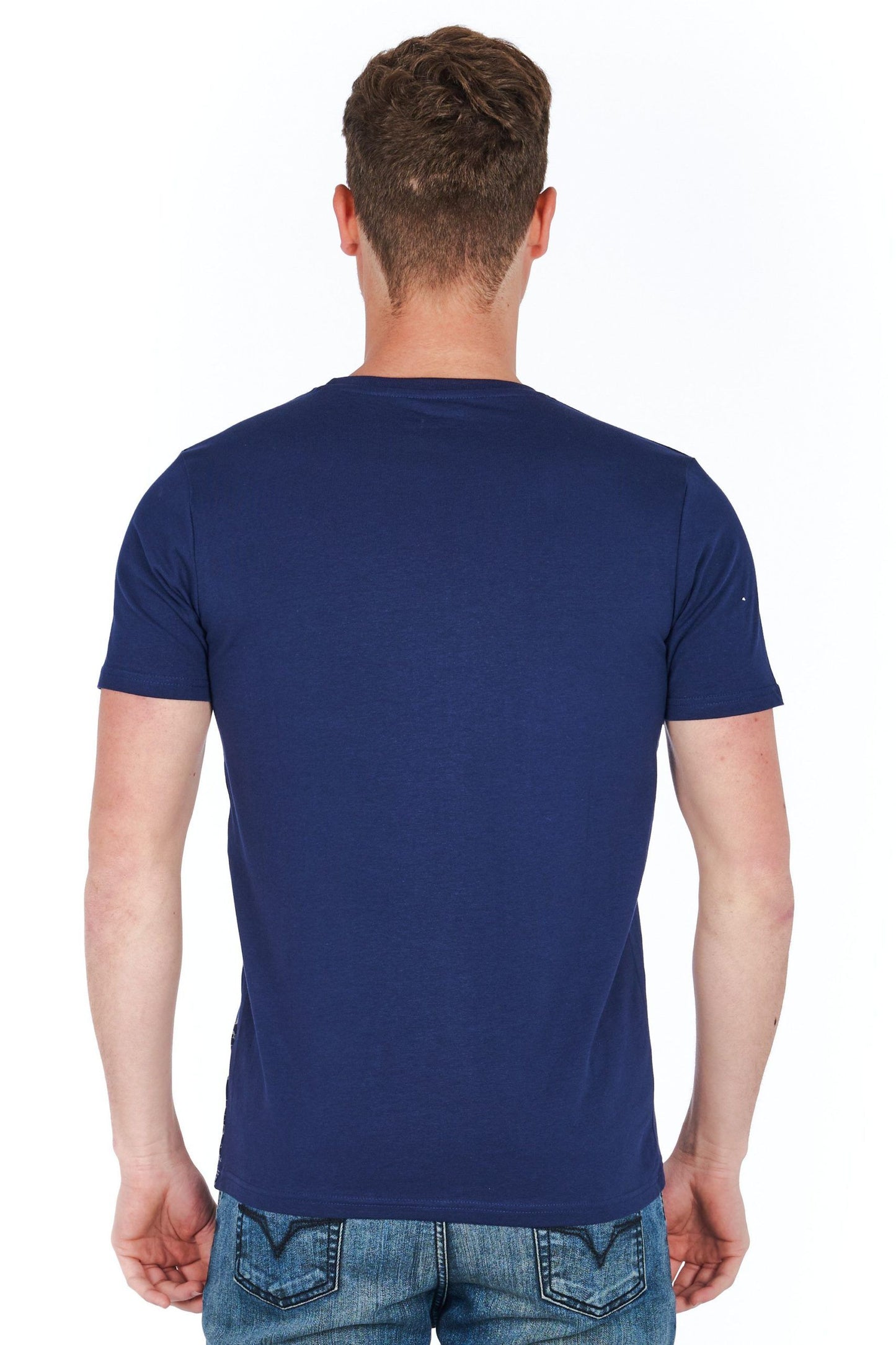 Blue Cotton Men T-Shirt