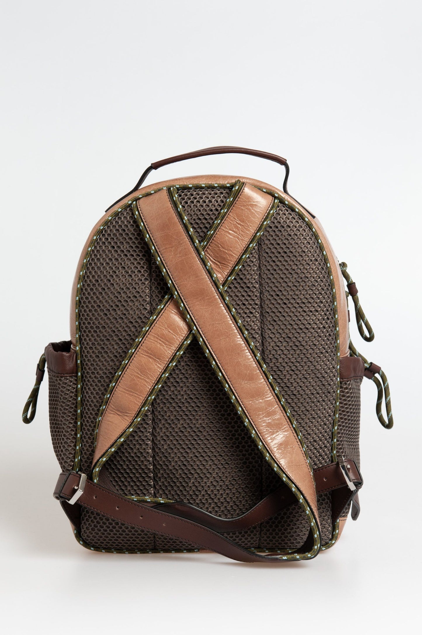 Beige Leather Men Backpack