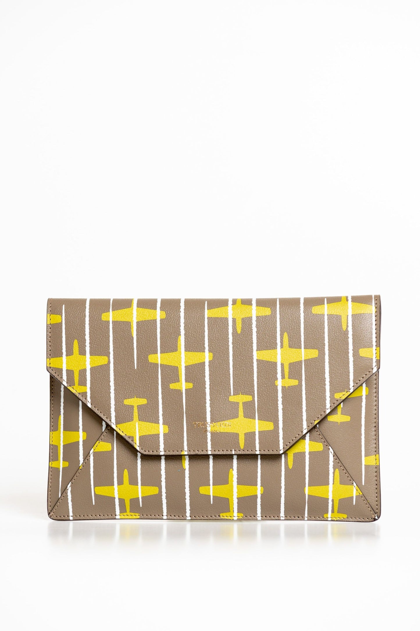 Beige Leather Women Clutch