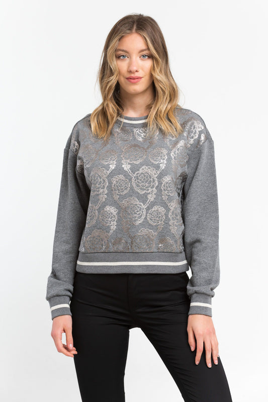 Gray Cotton Women Sweater