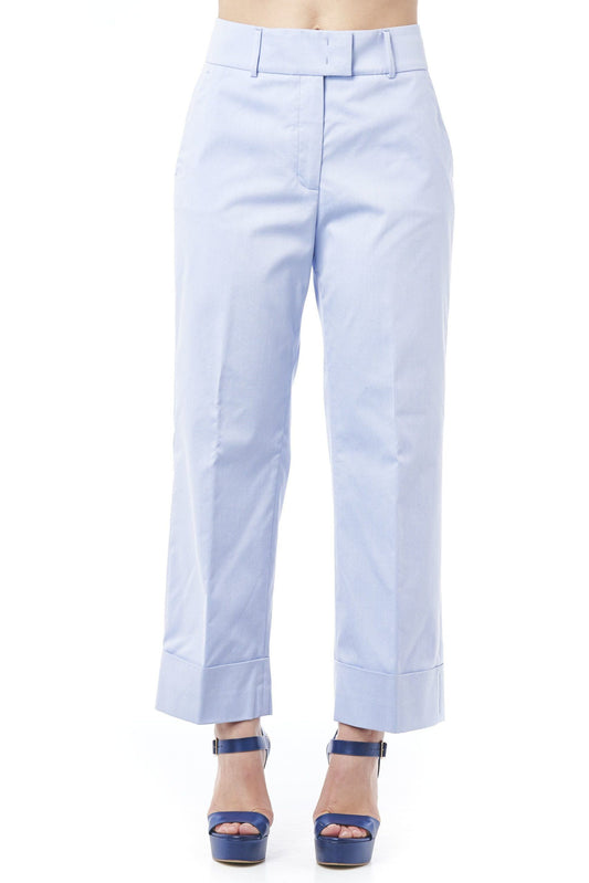 Light-Blue Cotton Women Palazzo Pants