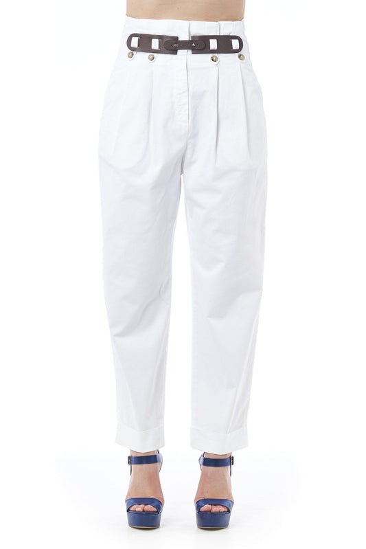 White Cotton Women Trouser