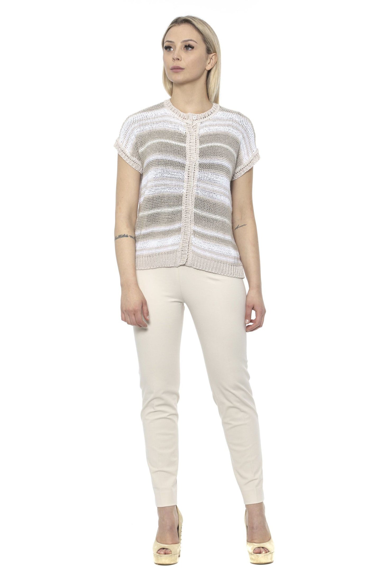 Beige Cotton Women Pants