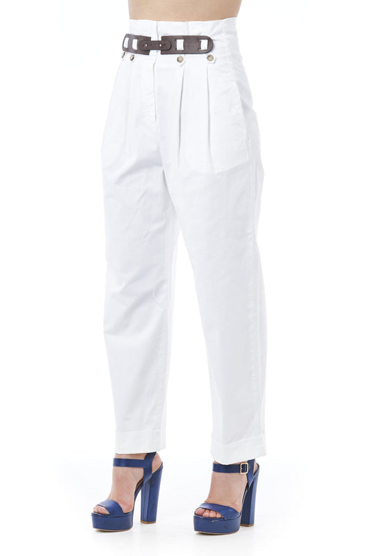 White Cotton Women Trouser