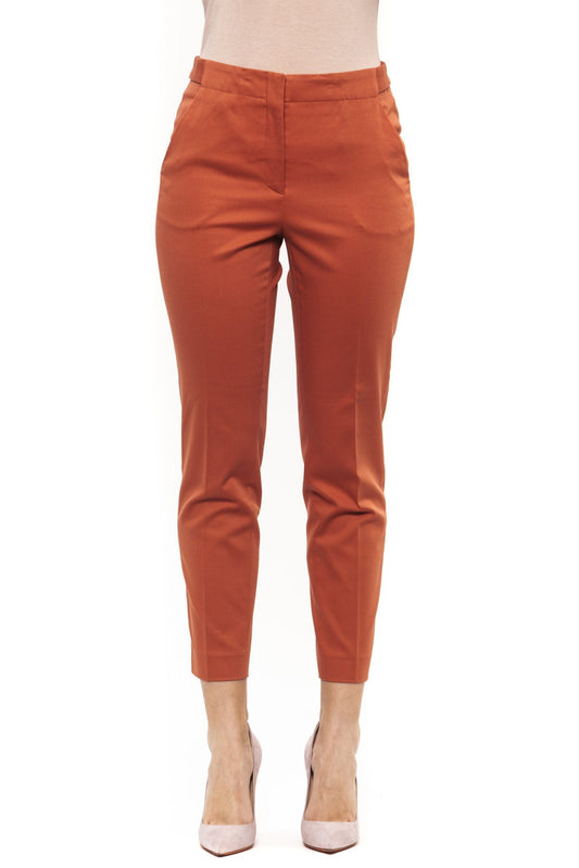 Orange Cotton Women Trouser