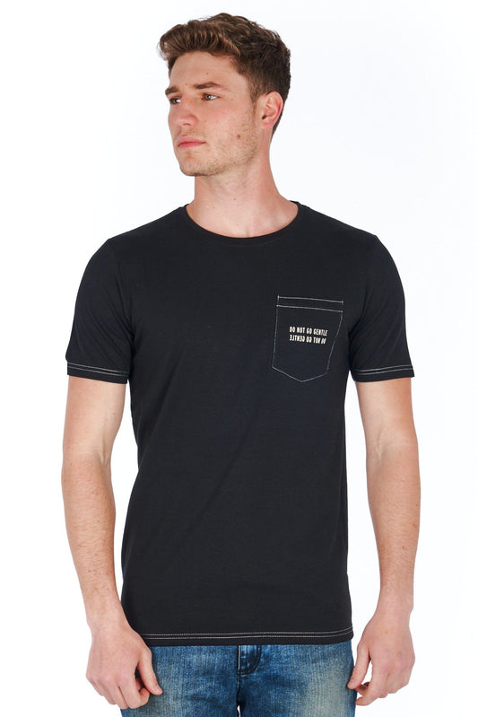 Black Cotton Men T-Shirt
