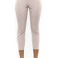 Beige Cotton Women Ankle Trouser