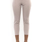 Beige Cotton Women Ankle Trouser