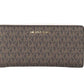Jet Set Travel Large Brown Signature Pink Continental Wrist Wallet