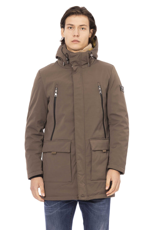 Beige Polyester Men Jacket